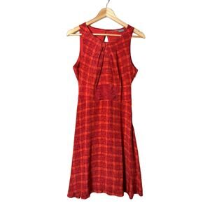 Girls from Savoy Anthropologie Women's 100% Silk Sleeveless Red Plaid Dress 6